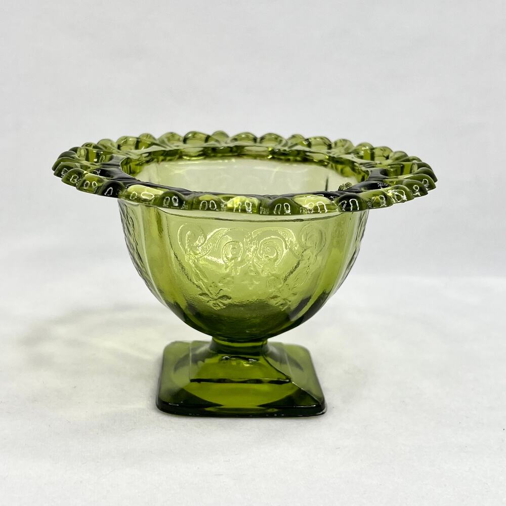 Vintage Green Glass Decorative Bowl
